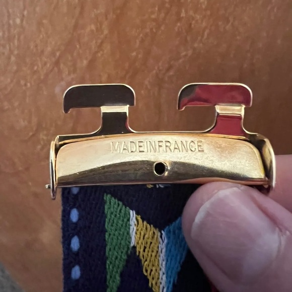 Belt Southwestern Womens Made in France Blue Red Yellow Geometric Brass Buckle main image 7